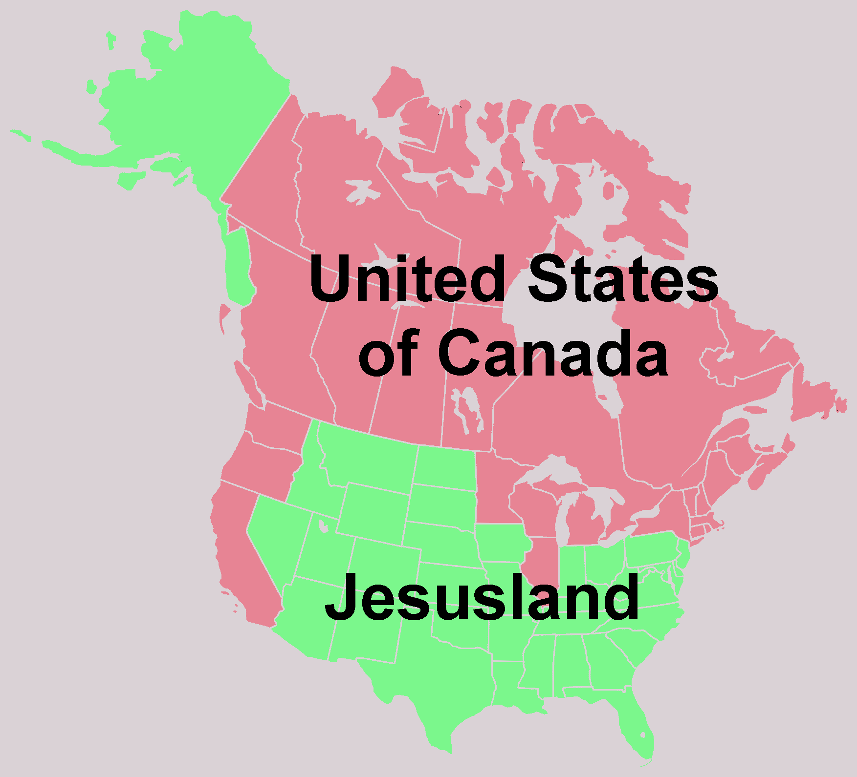 The first Jesusland map, predictor of the Great Sortation